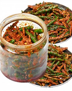 Store for months! Quick & Easy Green Chilli pickle recipe that will improve the taste of any dish manyfold. You'll absolutely love it! :) | Papa Mummy Kitchen