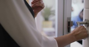 Mid Section Biracial Businesswoman Opening Door Stock Footage Video (100% Royalty-free) 1081629002 | Shutterstock