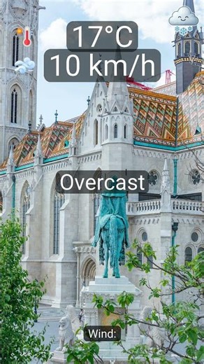 Budapest: Today’s highlights → Overcast, 17°C, wind 10 km/h