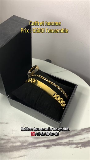 Le coffret est composé de deux gourmettes et une bague en acier inoxydable, donc ne noircit pas. La durée de vie est estimé à plus d’un. #toutlemonde🌍 #pourtoi #coffrethomme #bonplan #abidjan225🇨🇮