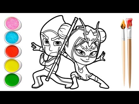 PJ Masks Coloring Page | How to Draw & Color An Yu, Night Ninja