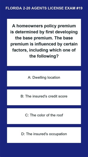 FLORIDA 2 20 AGENTS LICENSE EXAM #19