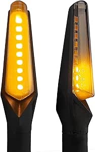 Aharon Motolumino LED Sequential Flowing Turn Signal Lights | 2-Pack (1 pair) | Super-Bright Tinted | Motorcycle/Moped Flasher Indicator | E-Mark | Waterproof Moterbike Blinker | 2-Year Warranty