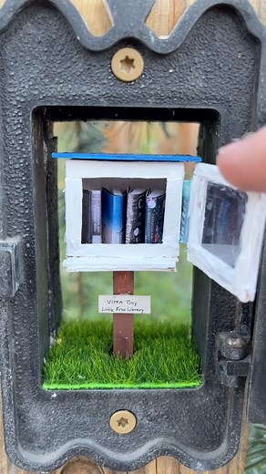 PDX Dinorama / Sidewalk Joy on Instagram: "Please welcome the newest member of our fence, The Ultra Tiny Little Free Library! Backstory: I designed my Teeny Tiny Library for pocket-sized books but in my heart I wanted to go even smaller so I made a micro book exchange. I put it behind glass because I didn’t think that many others would be into micro books like me but boy was I wrong. In a fun coincidence, @littlelibraryguy and I both put up our tiny libraries on the same day and I discovered the