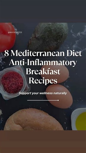 8 Mediterranean Diet Anti-Inflammatory Breakfast Recipes: Start your mornings with balanced, nutrient-packed meals that fuel your body, support metabolism, and promote long-term wellness. This collection features 8 breakfasts rich in protein, fiber, and anti-inflammatory ingredients, all aligned with Mediterranean Diet principles. ✔️ Protein fiber = keeps you full, stabilizes blood sugar, and supports muscle health ✔️ Vegetables & fruits = antioxidants to reduce inflammation ✔️ Healthy fats from