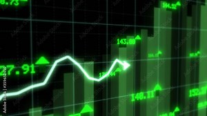 Rising Stock Market Chart Arrow Rallying Growth Recovery Concept - 4K Seamless Loop Motion Background Animation