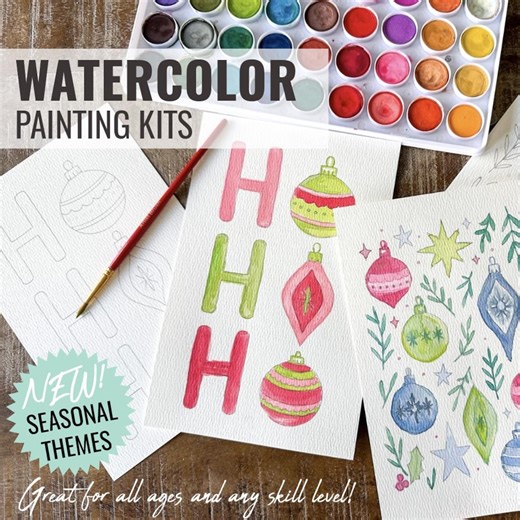 Watercolor Painting Kit | DIY Art Kit | Choose Custom Design Collection | Paint at Home | Beginner Watercolor Set | AR Workshop Craft To-go - Etsy