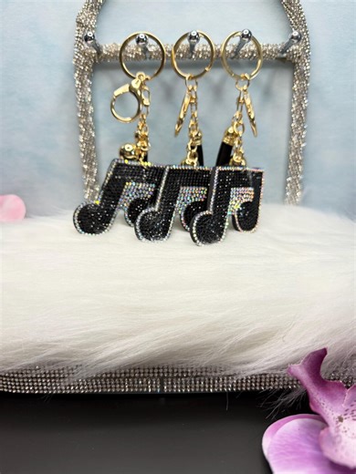 Bling Black Music Notes Charms/keychain - Etsy