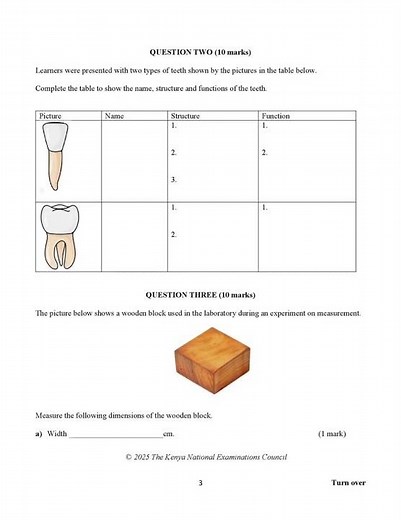 Grade 9 KJSEA Integrated Science Practical paper 2 sample 2025