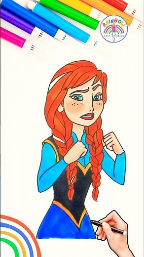 Anna FROZEN | Learn to Draw FROZEN Elsa and Anna 🌈👸🏼 #disney #FROZEN #princess #shorts