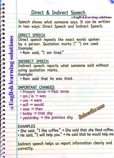 Direct & Indirect Speech 🔥 English Grammar in 60s #Shorts #DirectIndirectSpeech #EnglishGrammar