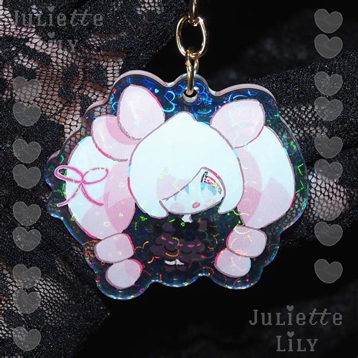 Pink Jirai Girl Keychain | Chibi Anime/manga Holographic Acrylic Charm Accessory - Etsy
