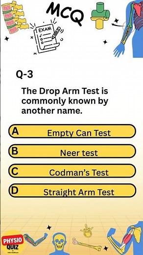 Orthopedic Physio Quiz/MCQ -3 Drop Arm Test, Codman’s Test II Rotator cuff Supraspinatus Tear
