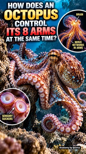 Octopus Arms Control: How 8 Arms Move Independently 🐙 Octopus Nervous System Explained #shorts