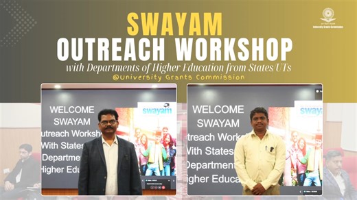 Strengthening Digital Learning through SWAYAM 📚 UGC organised a SWAYAM Outreach Workshop with the Departments of Higher Education from States and UTs to strengthen awareness and participation in online learning initiatives. Hear from Prof. Dinesh C. Sharma, Professor and Member Secretary, SLQAC–UP, Uttar Pradesh, and Dr. B. S. V. Meera Setty, Assistant Professor, Andaman College, Andaman & Nicobar Islands, as they share how SWAYAM courses are being integrated into UG, pre-PhD, and credit framew