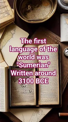 The 1st language in the world was Sumerian,written in 3100 BCE in Mesopotamia using cuneiform symbls