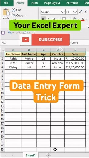 Enter data like a pro in Excel⚡Save time, work smart ✅ #excel #exceltips #exceltricks
