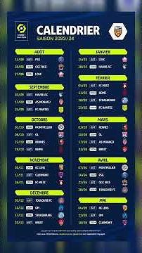 Le calendrier par club de la saison 2023/2024 en Ligue 1 !!!