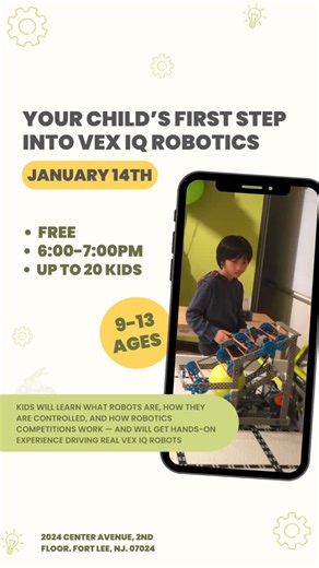 STEM for Kids | NJ Summer Camps, Tech Classes, Robotics & Coding on Instagram: "Free VEX IQ Robotics Introduction Workshop This free introductory workshop is designed for children who are curious about robotics and understand what robotics classes really look like. During the workshop, children will: 🤖 Learn what robots are and how they work 🎮 Discover how robots are controlled using professional VEX IQ controllers 🧠 Explore the basics of robot programming and operation (explained in a simple