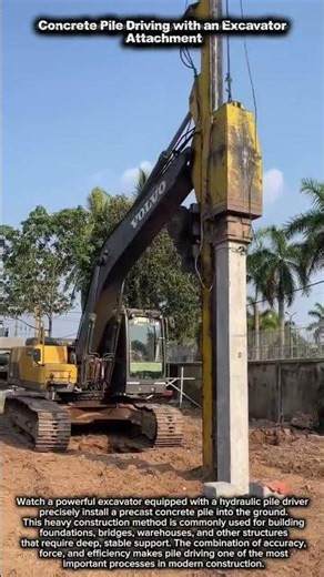 Concrete Pile Driving with an Excavator Attachment #construction #engineering