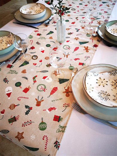 Christmas and New Year Table Runners (45x250cm) in Cotton - Etsy Canada