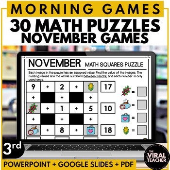 Math Logic Puzzles 3rd Grade Math Enrichment and Brain Teasers Morning Meetings