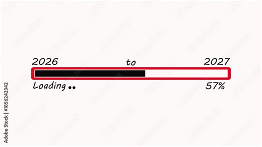 2026 to 2027 loading bar with 34 percent complete and text loading progress