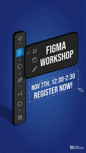 SFU BASS on Instagram: "️Learn the basics of Figma in a hands-on workshop presented by Marketing Design.  12:30–2:30 PM  WMC 2230 ‼️Bring your laptop and make sure you have a free Figma account set up with your SFU email prior to the event. Register on Bounce! Open to all skill levels"