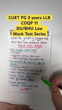 CUET PG 3 years LLB Practice Tests|Mock Tests for DU 3 years Law