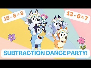 Bluey Subtraction Dance Party! Math Movement Learning Activity for Kids!
