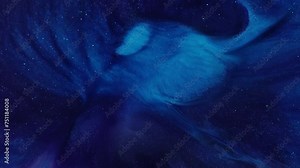 Abstract footage showcasing fluid art. Ethereal deep blue explosion created using acrylic paint and glitter. Liquid texture with a flowing effect, providing a modern and artistic background.