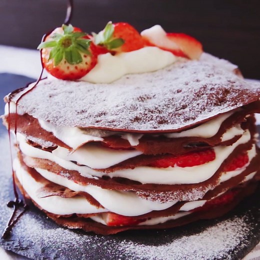 11M views · 142K shares | Chocolate Mille Crepe w/ Strawberries &...
