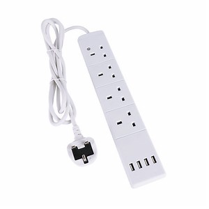 [Hot Item] 4 AC Outlets 4 USB Ports Extension Cord UK Socket 3 Pin British Plug Extension Board Switch and Socket