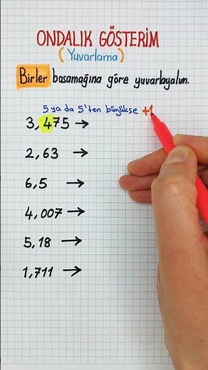 6.SINIF🟢Ondalık Gösterim~YUVARLAMA🟢Birler Basamağına göre Yuvarlama➡️ #ondalıkgösterim #yuvarlama✅️