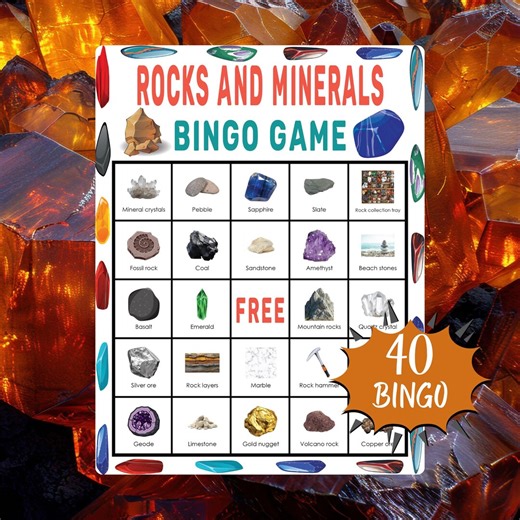 Rocks and Minerals Bingo Game | Fun Printable Geology Activity for Kids, Classroom, Homeschool, Science Centers & Family Fun - Etsy