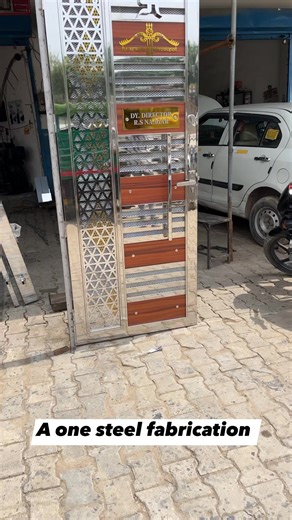 Gold steel door design #door #aonesteelfabriction #metaldabrictior #diydoor #metalcraft #irongate #slidingdoor #metalwork #interiordecor #crafts | A One steel fabrication