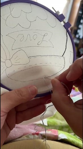 Hand Embroidery slow motion back stitch