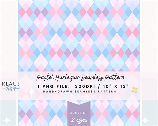 Pastel Harlequin Seamless Pattern – Soft Pink Blue Argyle Digital Paper for Fabric, Nursery Decor & Gift Wrap - Etsy