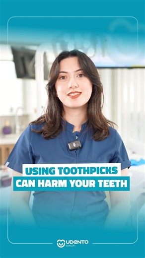 Udento Health Clinics on Instagram: "A toothpick may seem harmless, but it can damage your teeth. 🦷 Using a toothpick to remove food stuck between your teeth after meals can put pressure on your gums, causing irritation and bleeding. In the long term, it may even lead to gum recession and gaps between your teeth. Instead, choose dental floss. Dental floss removes plaque and food debris from between your teeth without harming your gums and helps protect your gum health. 🔗 Contact us for more in