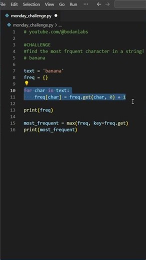 Python Challenge: Can you find the most frequent character in a string?
