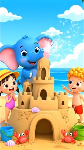 Baby Elephant Sandcastle Fun🥰#shorts #shortsfeed #cartoon