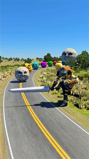 Big & Small Colorful Moon Cars vs Female Knight #1 in the game BeamNG.drive