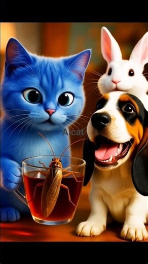 “Blue Moti Cat aur Cockroach Wali Tea Party!”🙀#shorts #funny