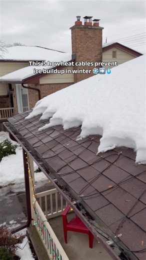 Gutter Guys Plus on Instagram: "This is how heat cables help in winter ❄️ Heat cables are designed to gently warm critical areas of your roof, gutters, and downspouts. This allows melting snow to drain properly instead of refreezing and forming ice buildup or ice dams. By keeping water moving, heat cables help reduce the risk of frozen gutters, blocked downspouts, leaks, and water backing up under shingles. They don’t melt all the snow - they simply create a clear path so meltwater has somewhere