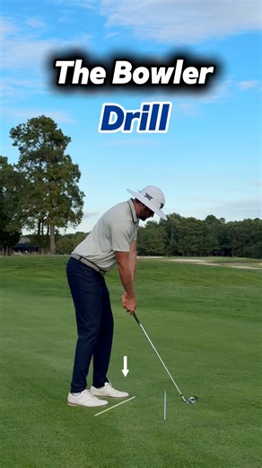 If you fight an over-the-top move or a left miss/slice, try this Bowler Drill. Set up for half, abbreviated shots with your trail foot ~6 inches behind your lead foot. Make a deep turn, get the hands loaded at the top, then swing toward right field along your stance line to train an inside-out swing path and shallow delivery. Benefits • ✅ Fixes over-the-top by rerouting the club from the inside • ✅ Promotes inside-out swing direction for draws and straighter shots • ✅ Improves rotation & depth (