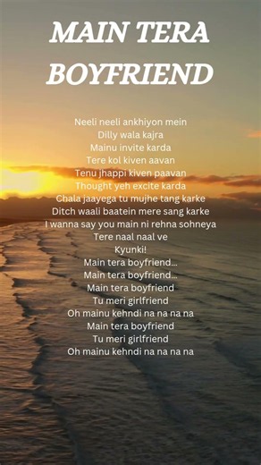 Main Tera Boyfriend ❤️ | #arijitsingh #nehakakkar #ytshorts #shorts #lyrics #trendingsongs #song