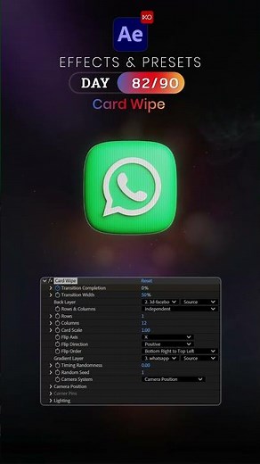 Day 82/90 – Card Wipe Effect | After Effects in 90 Days Challenge 🦋