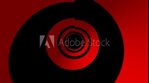 Optical art red and black animation of a group of circles spinning in place off-center. Seamless loop