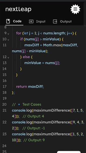 Maximum Difference Between Two Elements | LeetCode Explained | JavaScript Solution