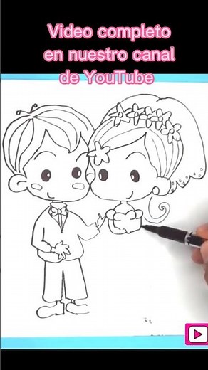 Cómo dibujar y colorear a una pareja de esposos fácil paso a paso Dibujos felices